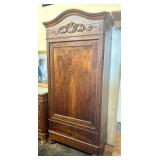 Antique French Walnut Single Panel Door Armoire, l