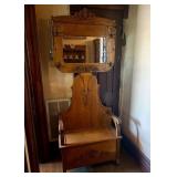 Late 19th-century Victorian Oak Hall Tree, featuri