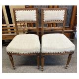 Antique Carved Spindle Back Upholstered Chairs, co