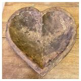 Carved Farmhouse Wooden Heart Dough Bowl 15'X16'