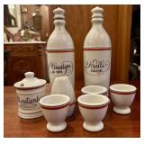 Vintage French Porcelain Oil and Vinegar Bottles a