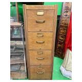 Antique Solid Oak Filing Cabinet; Early 20th Centu