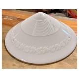 Art-Deco Milk Glass Pendant Light Shade 16'X16'X6'