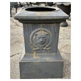 Cast Iron Urn Pedestal With Lion Motif 18'X18'X28'