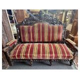 Antique Ornately Hand Carved Victorian Settee in F
