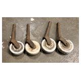 Set Of Antique Porcelain Furniture Caster Wheels 4