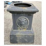 Cast Iron Urn Pedestal With Lion Motif 18'X18'X28'