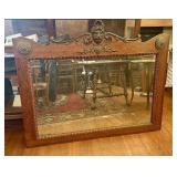 C. 1900 Antique Oak Framed Barber Shop Mirror With