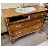Antique Oak Wood Chest of Drawers Repurposed as a