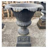 Cast Iron Garden Urn Planter With Scalloped Edge A