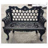 Cast Iron Victorian Style Heavy Black Settee - Gar