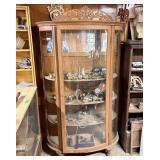 Antique Oak Victorian Style Curio Cabinet With Car