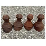 Lot Of Four Early Cast Iron Ball In Clawfoot Batht