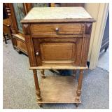 Antique French Oak Marble Top Nightstand 14'X17'X3