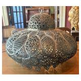 Antique Moroccan or Turkish Pierced Brass Lamp or