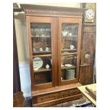 Antique Wooden Bookcase / Display Cabinet featurin