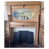 Oak Fireplace Mantel featuring an Oval Beveled Gla