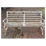 Vintage White Painted Wrought Iron Garden Bench 26