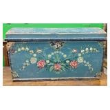 Antique Swedish Style Painted Marriage Chest, Hand