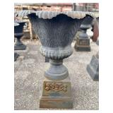 Cast Iron Garden Urn Planter With Scalloped Edge A