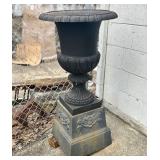 Antique Style Cast Iron Garden Urn Planter On Deco