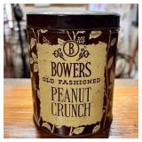 Vintage Bowers Old Fashioned Peanut Crunch Tin 4'X