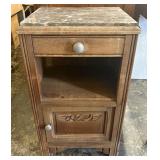 Vintage French Art Deco Marble Top Nightstand, in