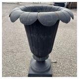 Cast Iron Tulip Urn Planter, Fluted Body With Peta