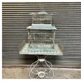 Antique Intricate Bird Cage Display With Wrought I