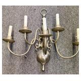 Vintage Dutch Style Brass Wall Sconce 24'X21'