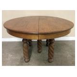 Antique Oak Victorian Dining Table With Barley Twi