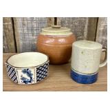 Trio of Vintage Japanese Stoneware Pottery Pieces