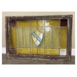 Antique Leaded Stained Glass Transom Window Depict
