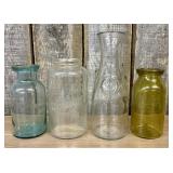Lot of Four (4) Antique Glass Carafes and Jars  -