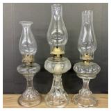 Trio of Ornately Decorated Oil Lamps  -  5"x18"