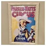 Framed Vintage "Parker and Watts Circus" Poster fe