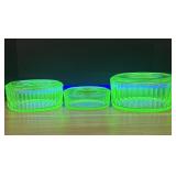 Lot Of 3 Depression Era Anchor Hocking Green Urani