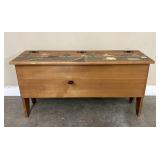 Primitive Style Solid Pine Storage Bench With Hand