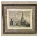Vintage Framed Engraving Print Depicting the Cathe