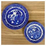 Pair Of Churchill Blue Willow Transfer-Printed Din