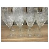 These Vintage Etched Crystal Wine Glasses feature
