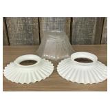 Vintage Frosted Glass and Milk Glass Ruffled Light
