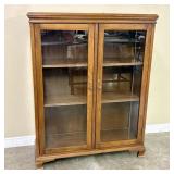 Antique Solid  Oak Two-Door Bookcase  -15"x42"x53"