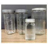 Antique 1930's Kitchen Glass Containers - Jars 4'X