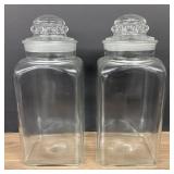 Pair Of Vintage Clear Apothecary Style - Country S