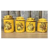 Vintage 4 Piece Ceramic Canister Set Produced By H