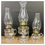 Trio of Antique Handled Oil Lamps  - 5'x14.5'