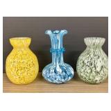 Lot Of Vintage Art Glass Bud Vases - Splatter Or C