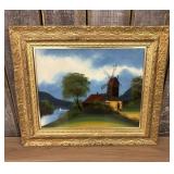 Gilt Framed Landscape Painting featuring a Rustic