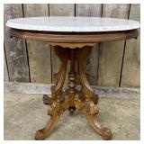 Antique Victorian Oval Marble-Top Table, early 19t